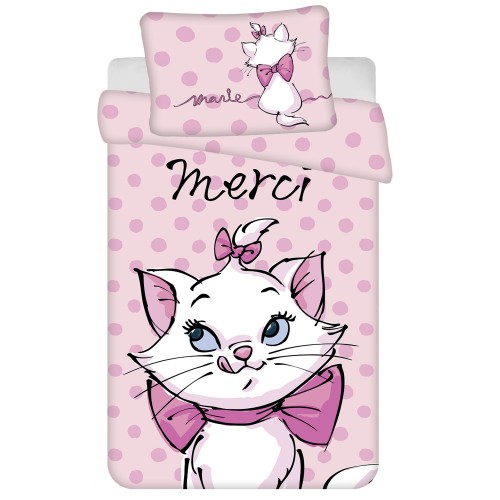 Pościel 100x135 Kotek Marie Merci różowa bawełniana