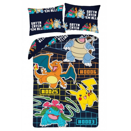 Pościel 140x200 Pokemon granatowa mikrofibra