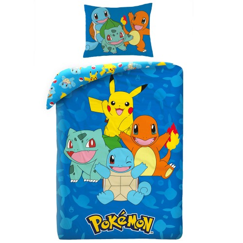 Pościel 140x200 Pokemon niebieska mikrofibrowa