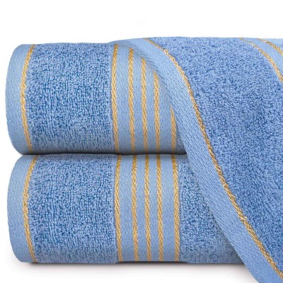 Ręcznik 50x90 Tiwano niebieski ze złotą bordiurą bawełniany Darymex