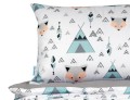 poszewka w liski w namiocie tipi dziecięca bawełniana 40x40 miętowa, szara, pościel dziecięca