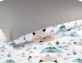 poszewka w liski w namiocie tipi dziecięca bawełniana 40x40 miętowa, szara, wzór