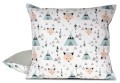 poszewka w liski w namiocie tipi dziecięca bawełniana 70x80  miętowo-szara,  do pokoju dziecięcego, dwustronna, pościel bawełniana dla dzieci, polski producent, wysoka jakość