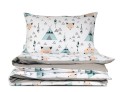 pościel w liski w namiocie tipi , dziecięca w rozmiarze 100x130 miętowo-szara,  bawełniana do pokoju dziecięcego, dwustronna, polski producent, wysoka jakość