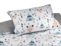 pościel w liski w namiocie tipi , dziecięca w rozmiarze 100x135  miętowo-szara,  bawełniana do pokoju dziecięcego, dwustronna, polski producent, wysoka jakość