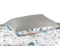 pościel w liski w namiocie tipi , dziecięca w rozmiarze 100x 160  miętowo-szara,  bawełniana do pokoju dziecięcego, dwustronna, wzór tkaniny