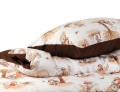 pościel dziecięca  bawełniana w rozmiarze 100x135  dwustronna, w kolorach jesieni, w liski na rowerze, brązowo-kremowa, polski producent, jesienny wzór
