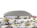 pościel dziecięca  bawełniana w rozmiarze 100x135  dwustronna, w kolorach szarości i zieleni w liski na rowerze,  polski producent