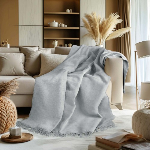 Koc 200x220 bawełniany jasnopopielaty Essential Touch Collection Darymex: