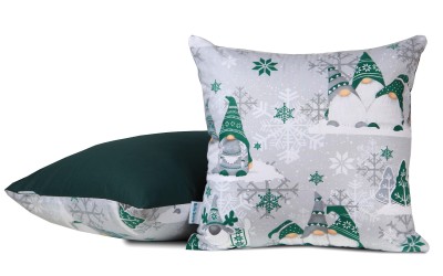 Poszewka 50x50 bawełniana szara w Zielone Skrzaty