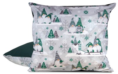 Poszewka 70x80 bawełniana szara w Zielone Skrzaty