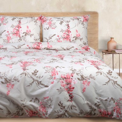 Pościel 140x200 bawełna Viletta (94) kremowa w różowe kwiaty Darymex