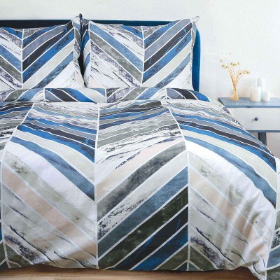 Pościel 160x200 bawełna Viletta (92) niebiesko-szara w jodełkę Darymex