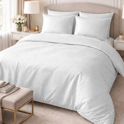 Pościel 160x200 adamaszkowa biała geometria Matex