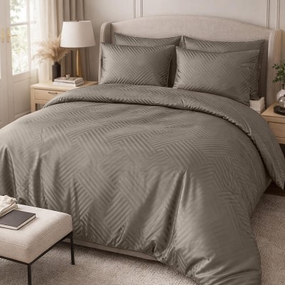 Pościel 160x200 adamaszkowa ciemnobeżowa geometria Matex