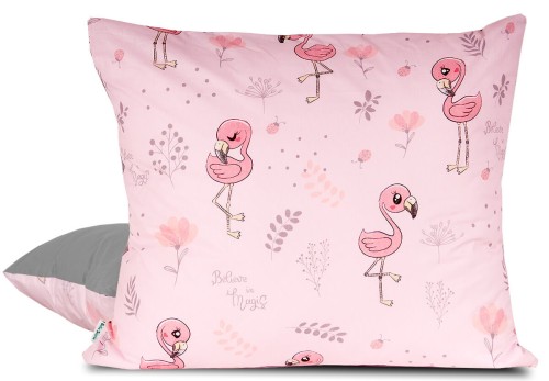 Duża poszewka do łóżka 70x80 Flamingi różowa