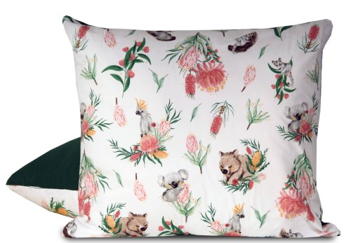 Poszewka Koala i rośliny dziecięca biała i zielona 70x80