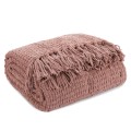 Pled ciemnoróżowy z frędzlami Suzi 130x170