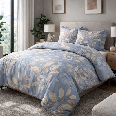 Pościel 180x200 bawełna Viletta (96) Szara w Beżowe Liście Darymex