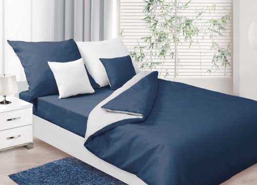 Komplet pościeli Double Face granatowo-biały 160x200