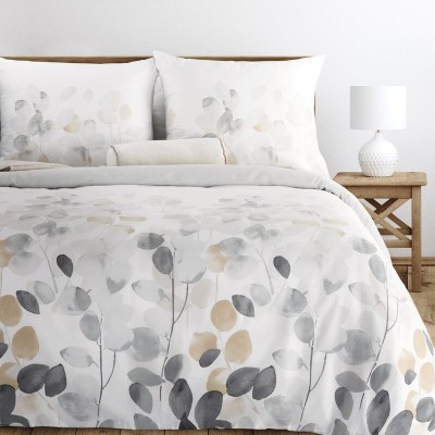 Pościel 160x200 Spring 94 biała w stonowane kwiaty satyna Eurofirany