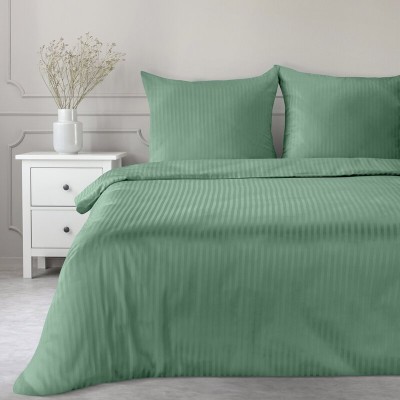 Pościel 220x200 Vera miętowa adamaszek satynowy w paski Eurofirany