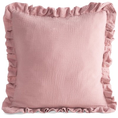 Poszewka 45x45 muślinowa z falbanką pudrowa Eurofirany