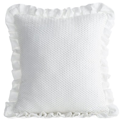 Poszewka 45x45 muślinowa z siateczką i falbanką biała Eurofirany