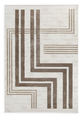 Dywan 120x170 Aura 10 biały + brązowy geometryczny Eurofirany