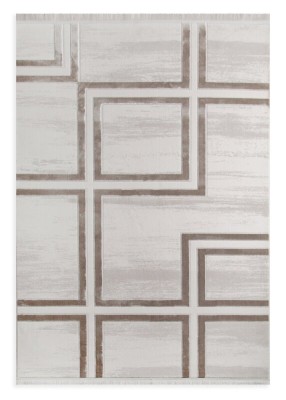 Dywan 120x170 Aura 12 jasnoszary + beżowy geometryczny Eurofirany