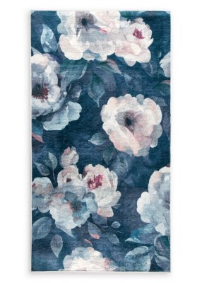 Dywan 80x140 Lotus 5 ciemnoniebieski w kwiaty Eurofirany