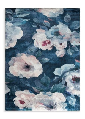 Dywan 120x160 Lotus 5 ciemnoniebieski w kwiaty Eurofirany