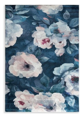 Dywan 160x220 Lotus 5 ciemnoniebieski w kwiaty Eurofirany