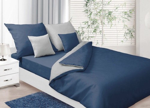 Pościel jasnoszaro-granatowa