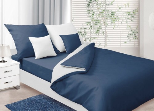  Komplet pościeli Double Face granatowo-biały 140x200