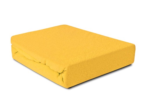 Prześcieradło z froty żółte z gumką 140x200